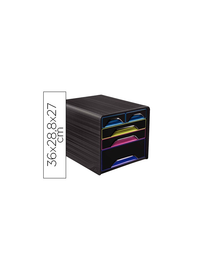 Fichero cajones de sobremesa cep 5 cajones mixtos negro/multicolor 360x288x270 mm Fichero cajones de sobremesa cep 5 cajones mixtos negro/multicolor 360x288x270 mm