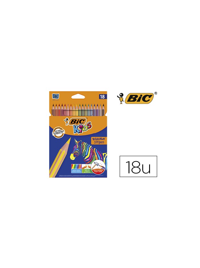 Lapices de colores bic evolution stripes caja de 18 colores surtidos Lapices de colores bic evolution stripes caja de 18 colores surtidos