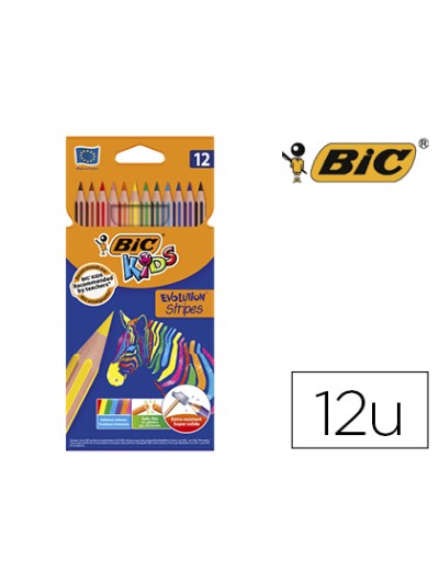 Lapices de colores bic evolution stripes caja de 12 colores surtidos