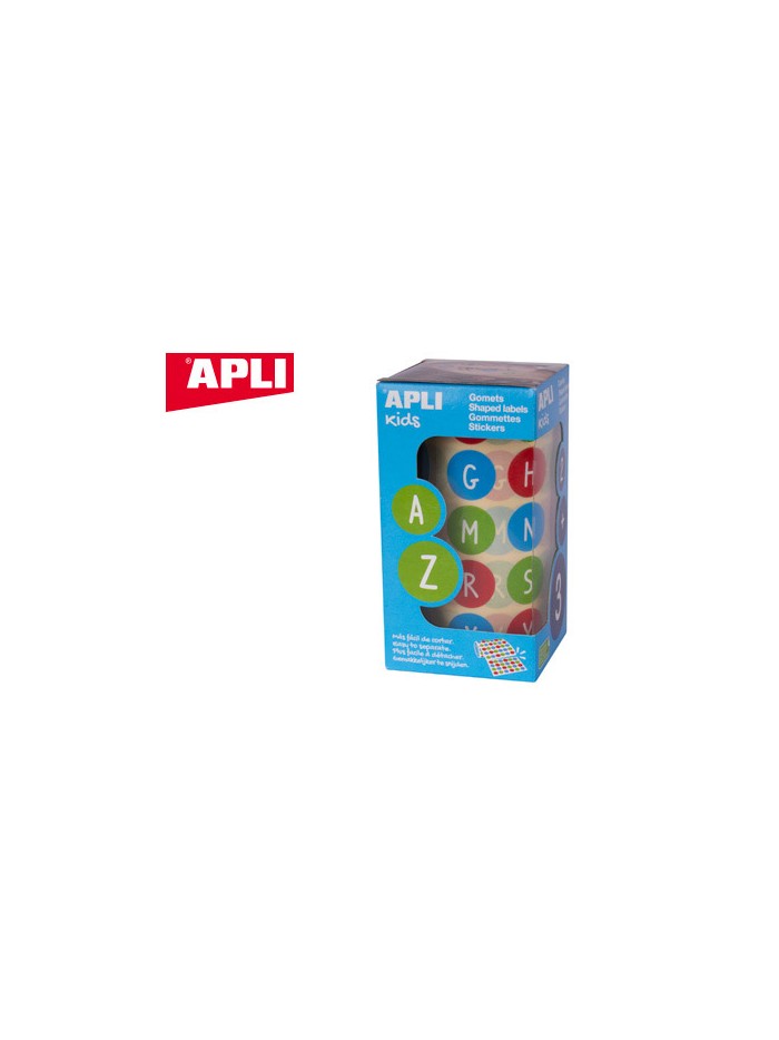 Gomets apli autoadhesivo redondo abecedario 20 mm diametro multicolor rollo de 900 unidades Gomets apli autoadhesivo redondo abecedario 20 mm diametro multicolor rollo de 900 unidades