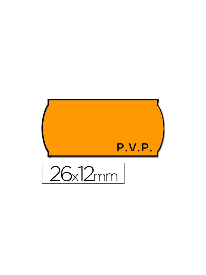 Etiquetas meto onduladas 26x12 mm pvp naranja fluor adh.2 rollo 1500 etiquetas Etiquetas meto onduladas 26x12 mm pvp naranja fluor adh.2 rollo 1500 etiquetas
