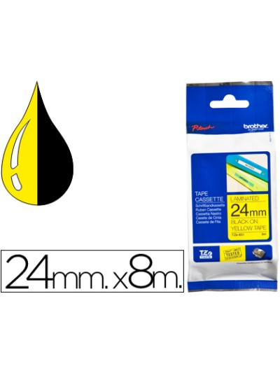Cinta brother tze651 amarillo/negro 24mm longitud de 8mts