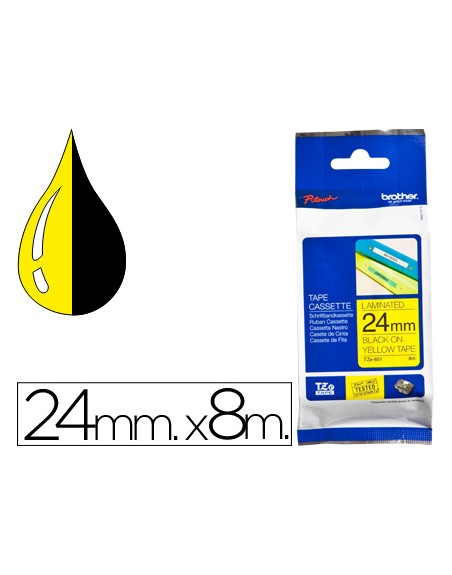 Cinta brother tze651 amarillo/negro 24mm longitud de 8mts