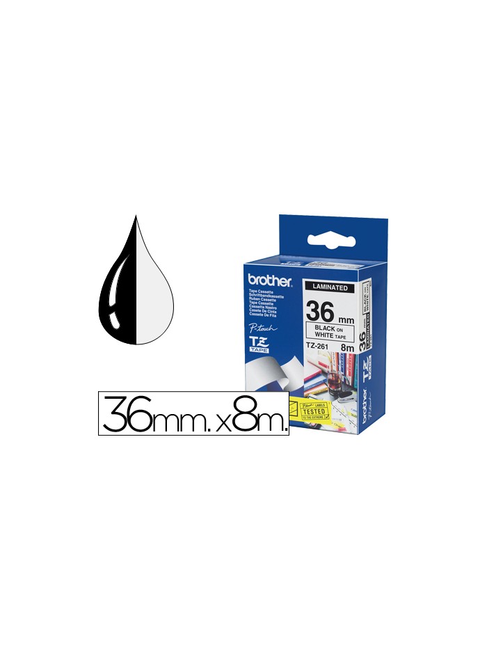 Cinta brother tze261 blanco-negro 36mm longitud 8 mt Cinta brother tze261 blanco-negro 36mm longitud 8 mt