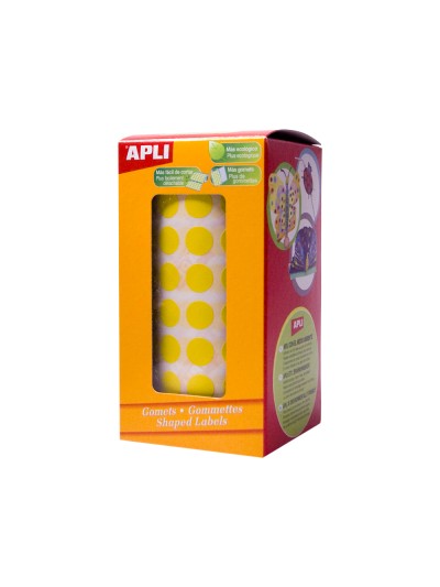 Gomets autoadhesivos circulares 20 mm amarillo rollo de 1770 unidades