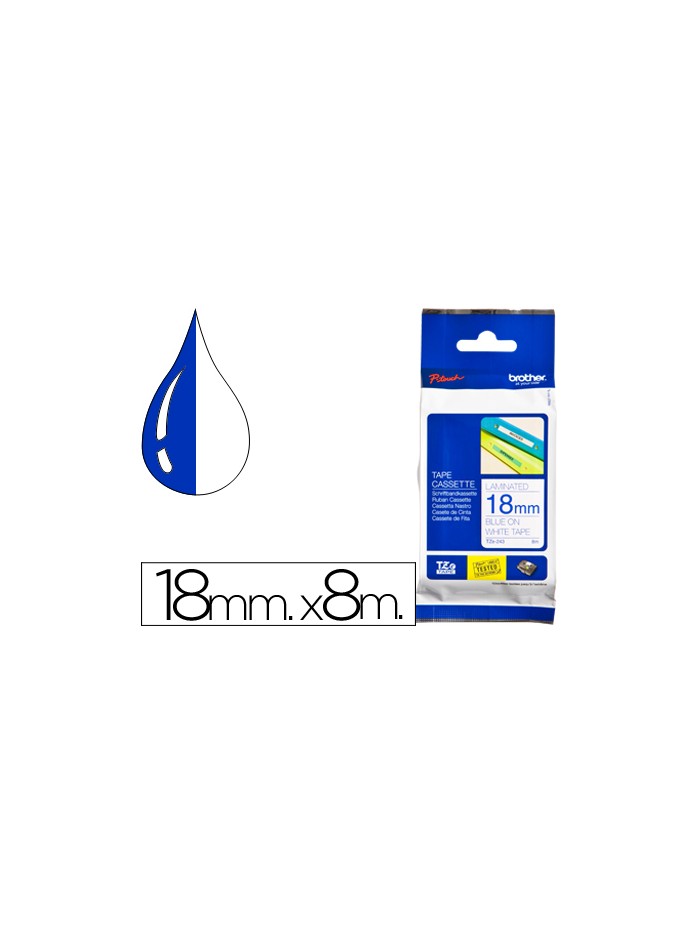 Cinta brother tze243 laminada azul-blanco 18 mm 8mts Cinta brother tze243 laminada azul-blanco 18 mm 8mts