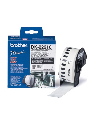 Cinta de papel continuo brother dk-22210 para impresoras ql -29mmx30,48mts-