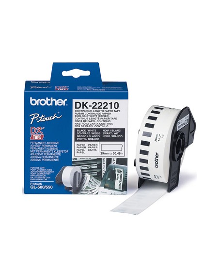 Cinta de papel continuo brother dk-22210 para impresoras ql -29mmx30,48mts-