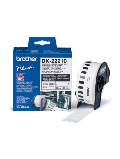 Cinta de papel continuo brother dk-22210 para impresoras ql -29mmx30,48mts-