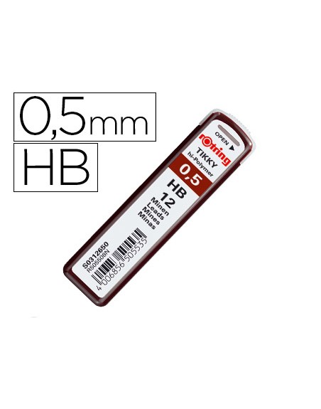 Minas rotring grafito 0,5 mm hb estuche de 12 minas