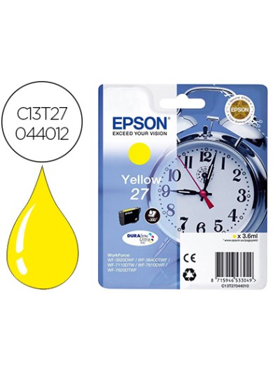 Ink-jet epson 27 wf-3620 / 711 0 / 7610 / 7620 amarillo 2.200 pag
