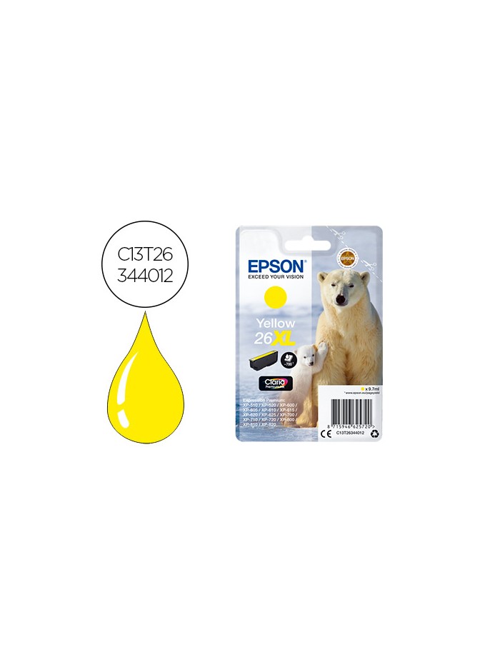 Ink-jet epson 26xl xp-600 / 605 / 700 / 800 amarillo 700 pag Ink-jet epson 26xl xp-600 / 605 / 700 / 800 amarillo 700 pag
