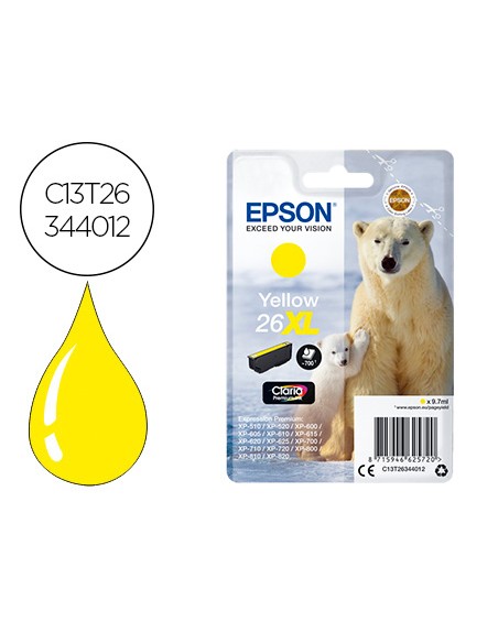 Ink-jet epson 26xl xp-600 / 605 / 700 / 800 amarillo 700 pag
