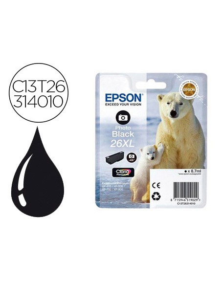 Ink-jet epson 26xl xp-600 / 605 / 700 / 800 negro 700 pag