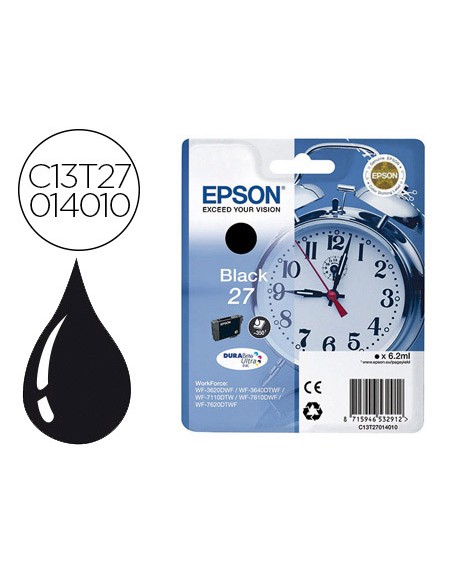 Ink-jet epson 27 wf 3620 / 3640 / 7110 / 7610 / 7620 negro 350 pag