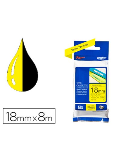 Cinta brother tze-641 amarillo-negro 18mm