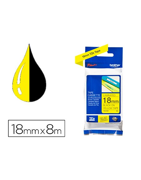 Cinta brother tze-641 amarillo-negro 18mm