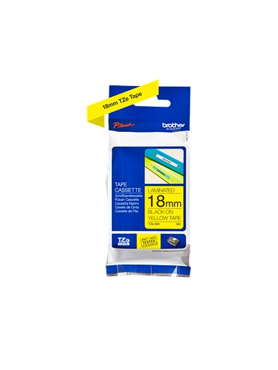 Cinta brother tze-641 amarillo-negro 18mm