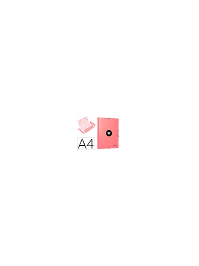 Carpeta antartik gomas a4 3 solapas carton forrado color coral