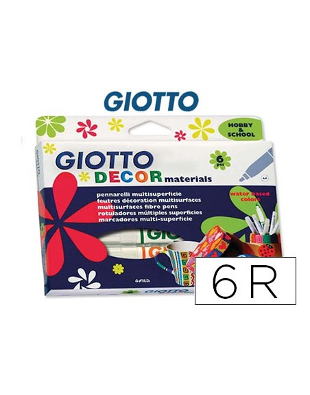 Rotulador giotto decor materials caja de 6 colores surtidos