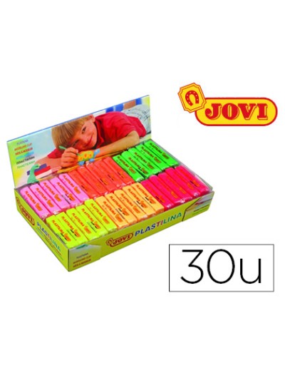 Plastilina jovi 70f tamaño pequeño caja de 30 unidades colores fluorescentes surtidos