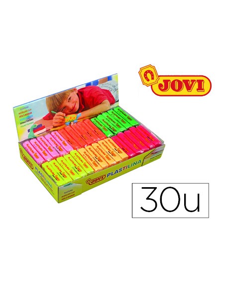 Plastilina jovi 70f tamaño pequeño caja de 30 unidades colores fluorescentes surtidos