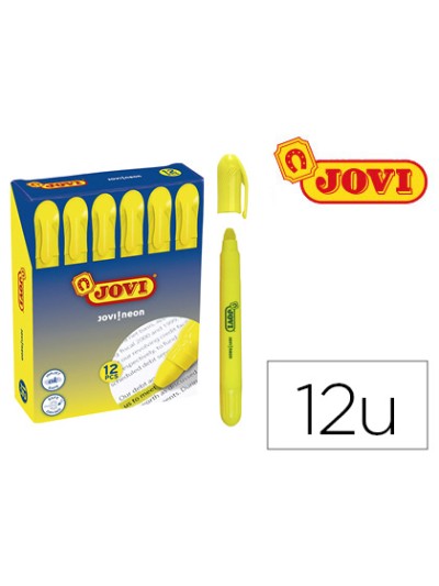 Marcador de cera gel jovi fluorescente amarillo caja de 12 unidades