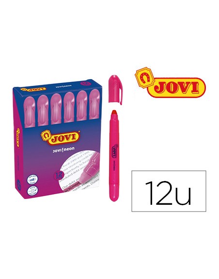 Marcador de cera gel jovi fluorescente rosa caja de 12 unidades