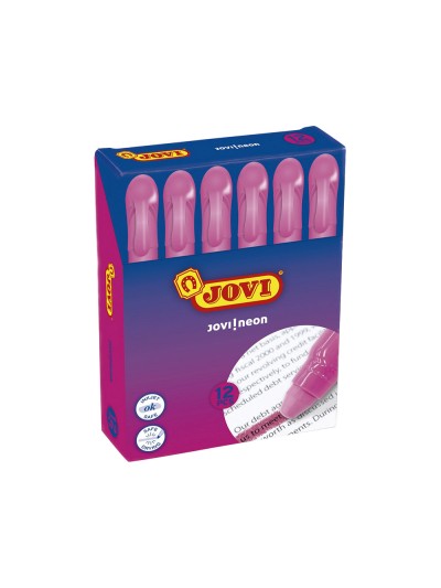 Marcador de cera gel jovi fluorescente rosa caja de 12 unidades