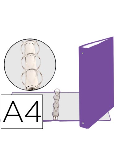 Carpeta de 4 anillas 30mm redondas exacompta din a4 carton forrado morado