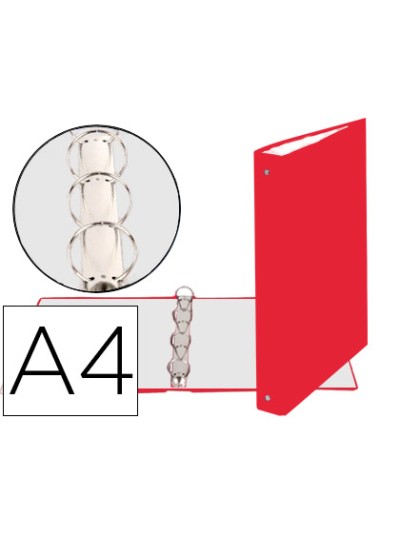 Carpeta de 4 anillas 30mm redondas exacompta din a4 carton forrado rojo