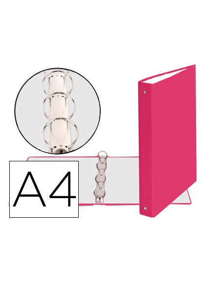 Carpeta de 4 anillas 30mm redondas exacompta a4 carton forrado rosa