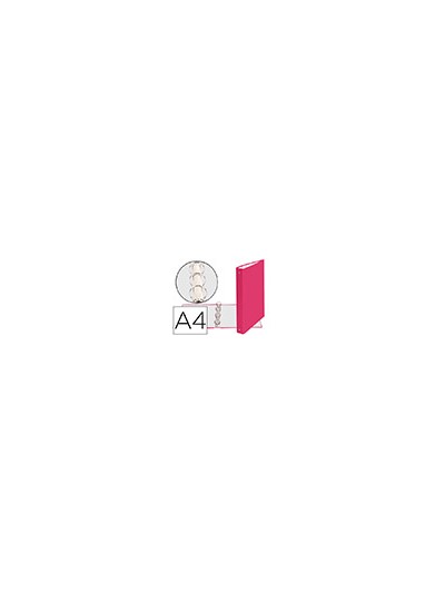 Carpeta de 4 anillas 30mm redondas exacompta a4 carton forrado rosa