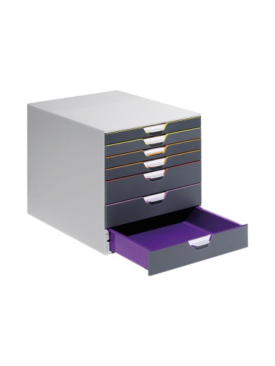 Fichero cajones de sobremesa durable varicolor apilables 7 cajones plastico 292x280x356 mm