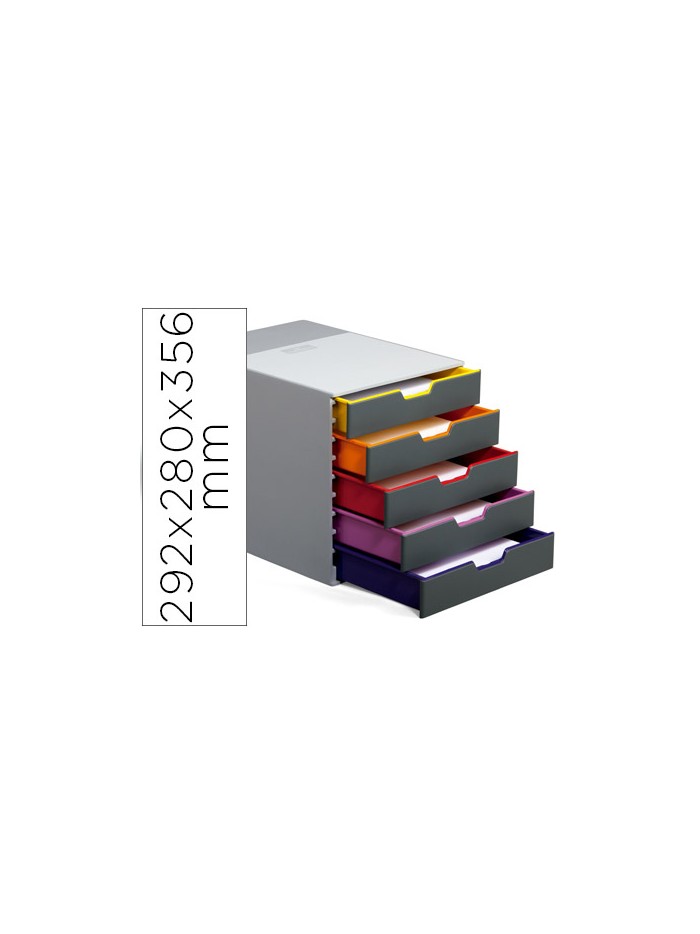 Fichero cajones de sobremesa durable varicolor apilables 5 cajones plastico 292x280x356 mm Fichero cajones de sobremesa durable varicolor apilables 5 cajones plastico 292x280x356 mm