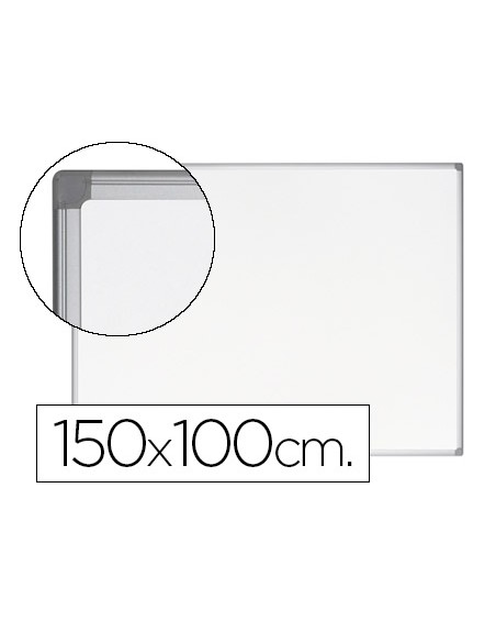 Pizarra blanca bi-office earth-it magnetica de acero vitrificado marco de aluminio 100 x 150 cm con bandeja para