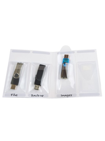Funda autoadhesiva q-connect para memorias usb capacidad para 10 unidades 52,5x 90 mm