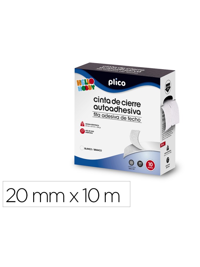 Cinta de cierre adhesiva plico velcro blanco 20mm x 10m Cinta de cierre adhesiva plico velcro blanco 20mm x 10m