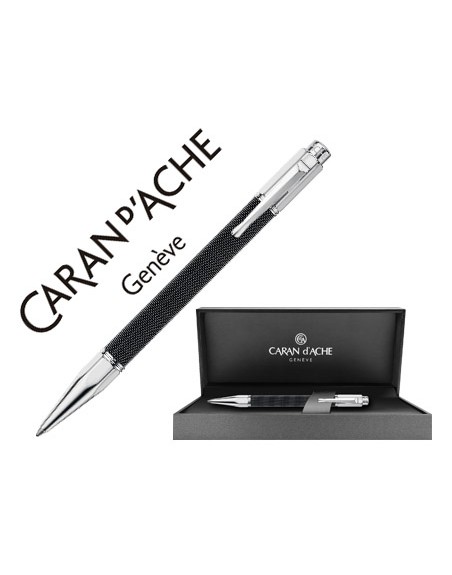 Boligrafo caran d'ache varius ivanhoe cota de malla acero negro placado rodio con estuche punta media