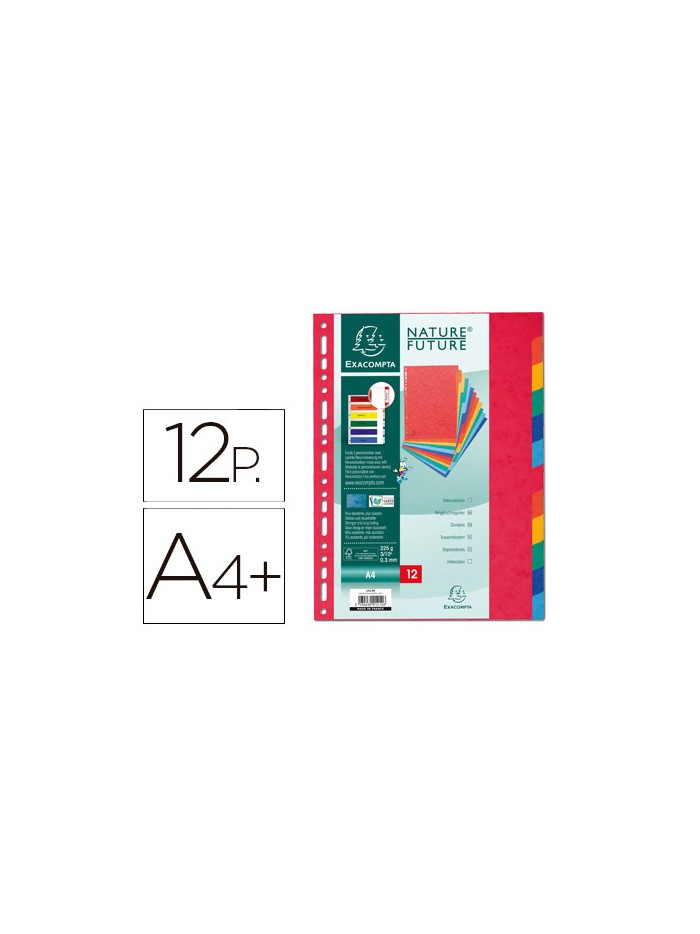 Separador exacompta cartulina simil prespan juego de 12 separadores din a4+ multitaladro colores vivos Separador exacompta cartulina simil prespan juego de 12 separadores din a4+ multitaladro colores vivos