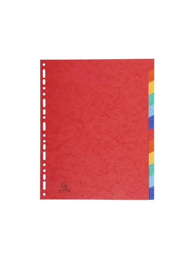 Separador exacompta cartulina simil prespan juego de 12 separadores din a4+ multitaladro colores vivos