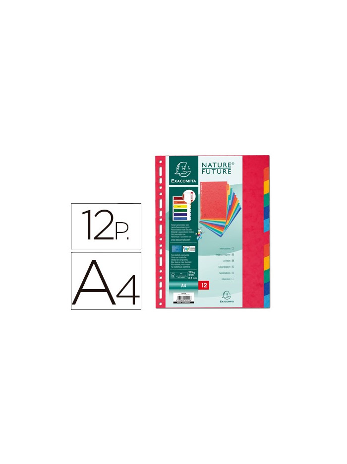 Separador exacompta cartulina simil prespan juego de 12 separadores din a4 multitaladro colores vivos Separador exacompta cartulina simil prespan juego de 12 separadores din a4 multitaladro colores vivos