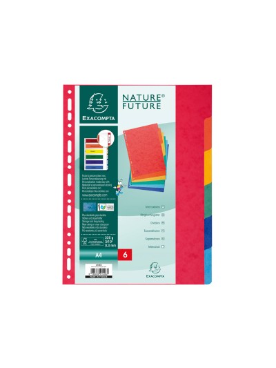 Separador exacompta cartulina simil prespan juego de 12 separadores din a4 multitaladro colores vivos
