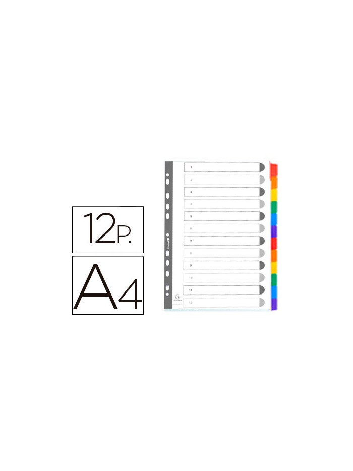 Separador exacompta cartulina juego de 12 separadores din a4 multitaladro color blanco Separador exacompta cartulina juego de 12 separadores din a4 multitaladro color blanco