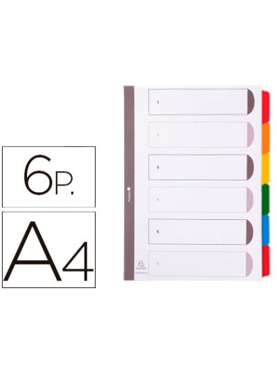 Separador exacompta cartulina juego de 6 separadores din a4 multitaladro color blanco