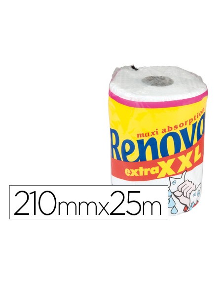 Papel de cocina renova jumbo ultra absorbente 42g/m2 ancho 210mm largo 25m