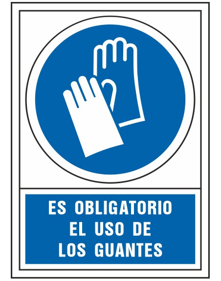 Pictograma syssa señal de obligacion es obligatorio el uso de los guantes en pvc 245x345 mm