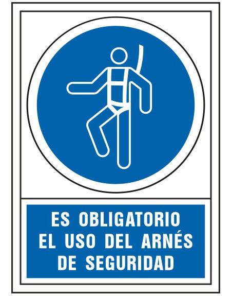 Pictograma syssa señal de obligacion es obligatorio el uso de arnes de seguridad en pvc 245x345 mm