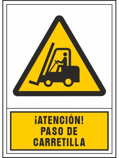 Pictograma syssa señal de advertencia atencion! paso de carretilla en pvc 245x345 mm