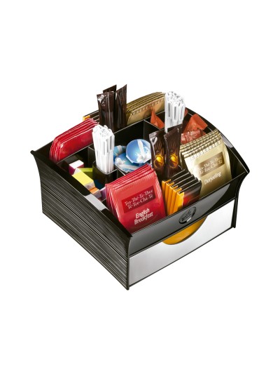 Bandeja organizadora cep con 9 compartimentos poliestireno color negro especial para snack 205x216x126 mm